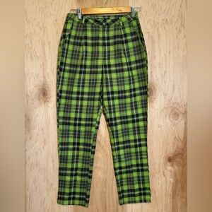 Nasty Gal Green and Black Plaid Men's Dress Pants